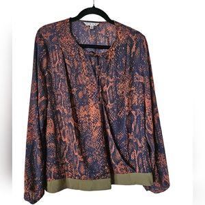 CAbi Blue and Orange Blouse